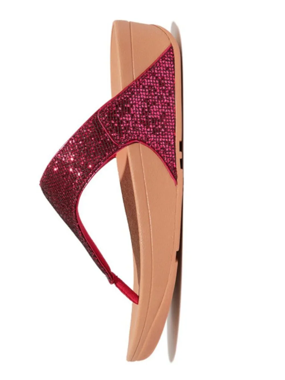 NIB FitFlop Lulu Glitterball Toe-Post Sandals - Raspberry 7.5